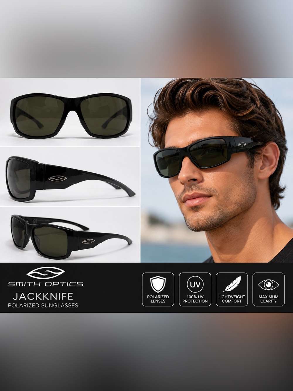 Smith Optics Jackknife Black Frame with Dark Green Lenses